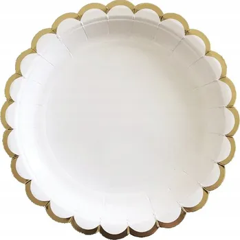 Talíř Papírové talířky bílé s motivem, 18 cm, narozeninové