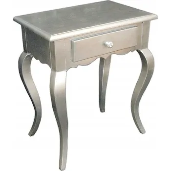 Noční stolek Dřevěný stříbrný noční stolek 51x35x62 cm M54