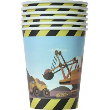Jednorázové nádobí Papírové Kelímky bagr stavebnictví 220ml 6 Ks DĚTSKÁ PÁRTY