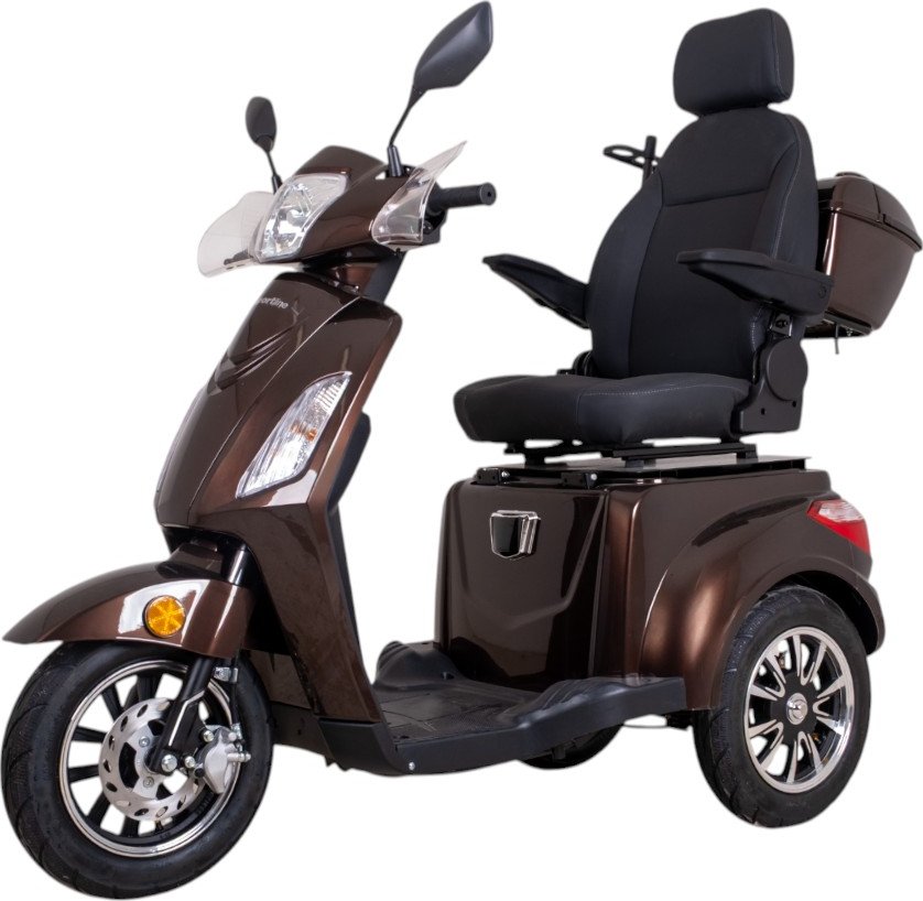 Elektrický tříkolový vozík inSPORTline Zorica Deluxe s elektromagnetickou brzdou - hnědá