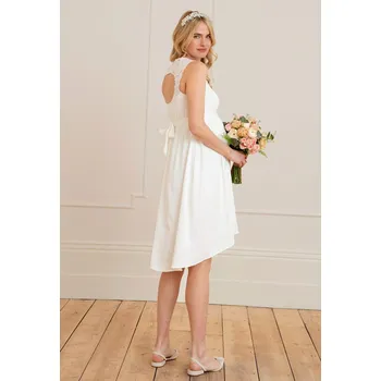 Těhotenské šaty Svatební těhotenské šaty Delevine Luxury - smetanově bílé s krajkou Velikost: XL