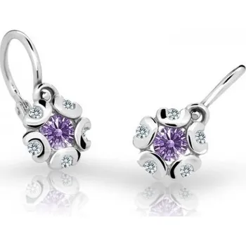 Náušnice Cutie Jewellery Dětské náušnice z bílého zlata C2178-10-X-2 fialová + 2 měsíce na vrácení zboží