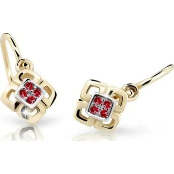 Náušnice Cutie Jewellery Dětské bicolor náušnice ze žlutého zlata C2240-10-X-1 červená + 2 měsíce na vrácení zboží