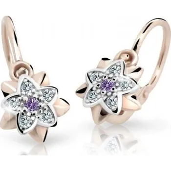 Náušnice Cutie Jewellery Dětské náušnice z růžového zlata C2210-10-X-4 fialová + 2 měsíce na vrácení zboží