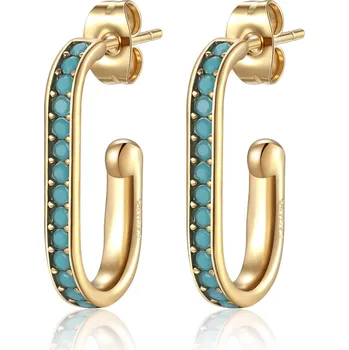 Módní doplněk S`Agapõ Pozlacené oválné náušnice s tyrkysovými krystaly Vibes SVB24 + 2 měsíce na vrácení zboží