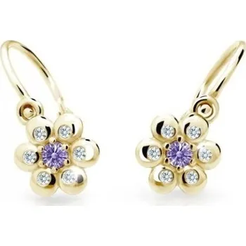 Náušnice Cutie Jewellery Kytičkové dětské náušnice ze žlutého zlata C2247-10-X-1 fialová + 2 měsíce na vrácení zboží