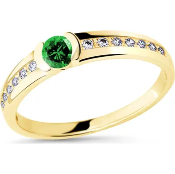 Prsten Cutie Diamonds Prsten ze žlutého zlata se smaragdem a diamanty DZ6708-2106-SM-X-1 52 mm + 2 měsíce na vrácení zboží