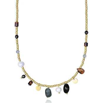 Módní doplněk Viceroy Pozlacený korálkový náhrdelník s přívěsky Chic 14200C01012 + 2 měsíce na vrácení zboží