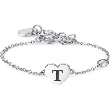 Náramek S'Agapõ Stříbrný ocelový náramek s písmenem T Click SCK136 + 2 měsíce na vrácení zboží