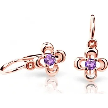 Náušnice Cutie Jewellery Dětské náušnice z růžového zlata C2013-10-X-4 fialová + 2 měsíce na vrácení zboží