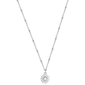 Módní doplněk S'Agapõ Ocelový náhrdelník Kytička s perlou Message SSG25 + 2 měsíce na vrácení zboží