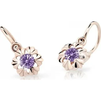 Náušnice Cutie Jewellery Dětské náušnice z růžového zlata C2213-10-X-4 fialová + 2 měsíce na vrácení zboží