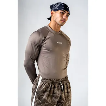 Pánské tričko NEBBIA Seamless tričko s dlouhým rukávem POWER béžová XL