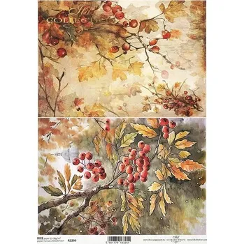 Umělecký papír Rýžový papír na decoupage ITD - Jeřabiny, podzimní - R2299