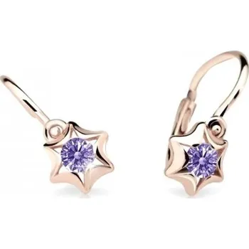 Náušnice Cutie Jewellery Dětské náušnice z růžového zlata C2159-10-X-4 fialová + 2 měsíce na vrácení zboží