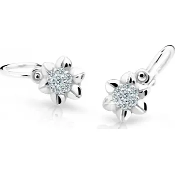 Náušnice Cutie Diamonds Blyštivé dětské náušnice z bílého zlata Kytičky s brilianty DC2202-10-00-X-2 + 2 měsíce na vrácení zboží