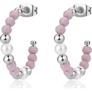 Módní doplněk S'Agapõ Ocelové kruhové náušnice s korálky Glint SGI24 + 2 měsíce na vrácení zboží