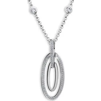 Módní doplněk Modesi Elegantní stříbrný náhrdelník se zirkony WYDBK-N (řetízek, přívěsek) + 2 měsíce na vrácení zboží