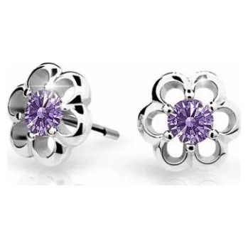 Náušnice Cutie Jewellery Dětské náušnice z bílého zlata C1947-30-X-2 fialová + 2 měsíce na vrácení zboží