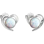 Evolution Group - Pavona Stříbrné náušnice srdíčka s bílými syntetickými opály 31259.3 white + 2 měsíce na vrácení zboží