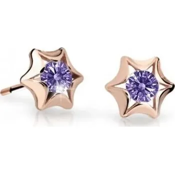 Náušnice Cutie Jewellery Dětské náušnice z růžového zlata C2159-30-X-4 fialová + 2 měsíce na vrácení zboží