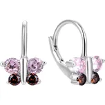 Beneto Slušivé stříbrné náušnice se zirkony Motýlci AGUC810DL + 2 měsíce na vrácení zboží