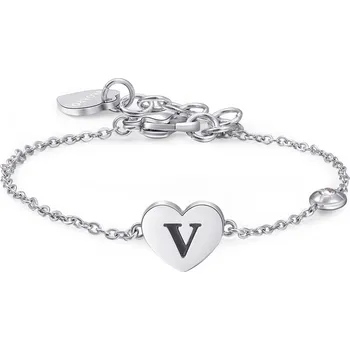 Náramek S'Agapõ Stříbrný ocelový náramek s písmenem V Click SCK138 + 2 měsíce na vrácení zboží