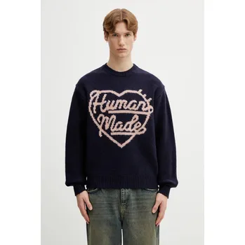 Pánský svetr Svetr s příměsí vlny Human Made KNITTED SWEATER, XL, námořnická modř, 59X