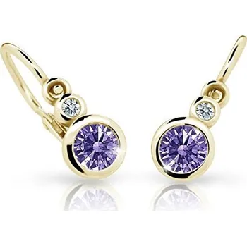 Náušnice Cutie Jewellery Dětské náušnice ze žlutého zlata C1984-10-X-1 fialová + 2 měsíce na vrácení zboží