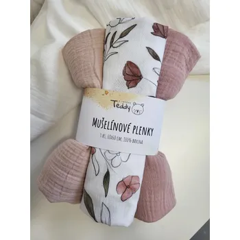 látková plena Sada 3x mušelínová plenka STANDARD 60 x 60 cm - Blossom