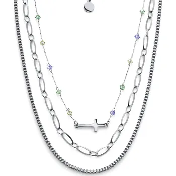 Šperk Oliver Weber Luxusní trojitý náhrdelník z oceli Eternal 12256 + 2 měsíce na vrácení zboží