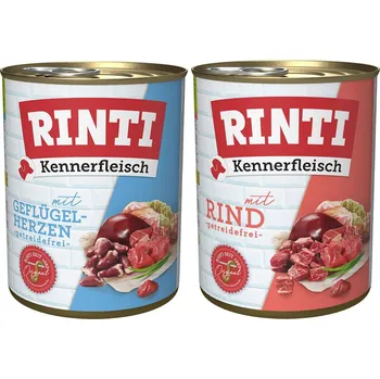 Krmivo pro psa Rinti Kennerfleisch mix hovězí maso a drůbeží srdce 24× 800 g