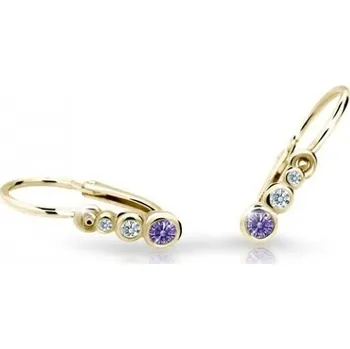 Náušnice Cutie Jewellery Zlaté dětské náušnice C2255-10-X-1 fialová + 2 měsíce na vrácení zboží