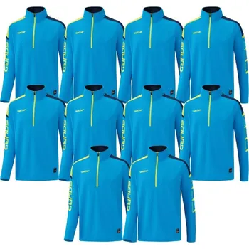 Saller SQUAD50 10 x Tréninková mikina BARVA: 144 světle modrá-tmavě modrá-neon žlutá, Velikost: XXXL Set 10 ks pro týmový trénink – funkční mikina se zipem a sportovním designem