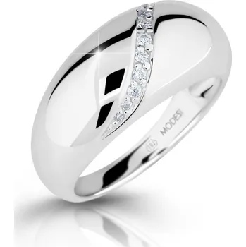 Módní doplněk Modesi Nepřehlédnutelný stříbrný prsten se zirkony M16017 58 mm + 2 měsíce na vrácení zboží
