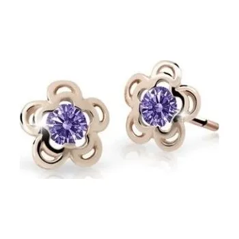 Náušnice Cutie Jewellery Půvabné dětské náušnice z růžového zlata C2204-30-X-4 fialová + 2 měsíce na vrácení zboží