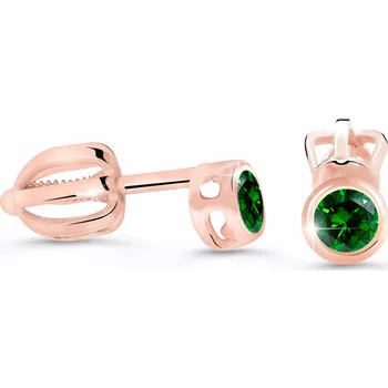 Náušnice Cutie Diamonds Drobné náušnice z růžového zlata se smaragdy DZ62231-30-SM-X-4 + 2 měsíce na vrácení zboží