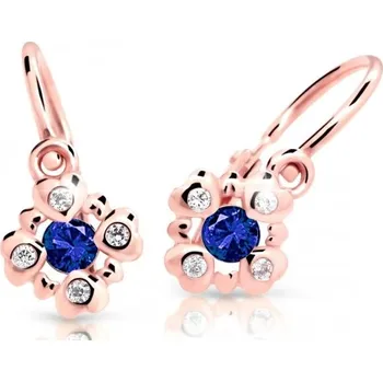 Náušnice Cutie Jewellery Třpytivé dětské náušnice z růžového zlata C2253-10-X-4 modrá + 2 měsíce na vrácení zboží