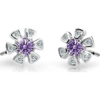 Náušnice Cutie Jewellery Dětské náušnice z bílého zlata C2156-30-X-2 fialová + 2 měsíce na vrácení zboží