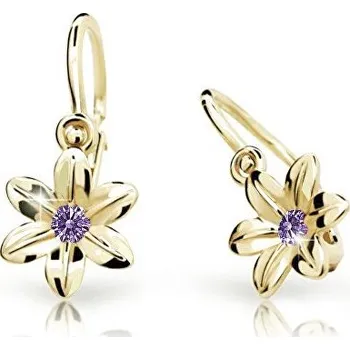 Náušnice Cutie Jewellery Zlaté dětské náušnice C1993-10-X-1 fialová + 2 měsíce na vrácení zboží