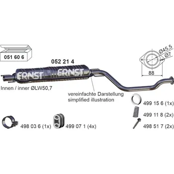 Tlumič výfuku Střední tlumič výfuku ERNST 052214