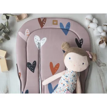 Podložka do kočárku kratší (Hearts, šedý fleece)