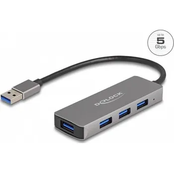 USB hub Delock 4 portový Hub USB 3.2 Gen 1 s konektorem USB Typu-A – porty USB Typu-A na boku