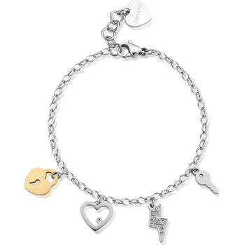 Náramek S'Agapõ Ocelový bicolor náramek s přívěsky Happy SHAR26 + 2 měsíce na vrácení zboží