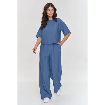 Elegantní souprava se širokými kalhotami M881 Barva: Modrá, Velikost: XL
