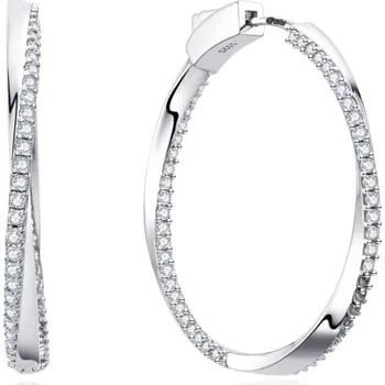 Náušnice MOISS Moderní stříbrné kruhy s čirými zirkony E0004969 + 2 měsíce na vrácení zboží