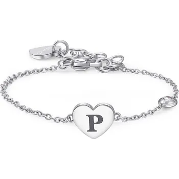 Náramek S'Agapõ Stříbrný ocelový náramek s písmenem P Click SCK133 + 2 měsíce na vrácení zboží