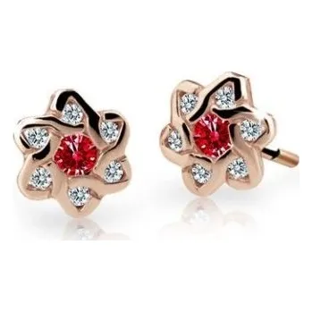Náušnice Cutie Jewellery Dětské náušnice z růžového zlata C2149-30-X-4 červená + 2 měsíce na vrácení zboží