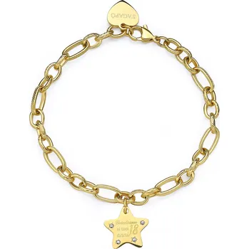 Náramek S'Agapõ Ocelový pozlacený náramek hvězda s krystaly Be My Family SBY025 + 2 měsíce na vrácení zboží