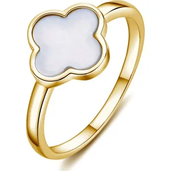 Prsten MOISS Pozlacený prsten s perletí Čtyřlístek R0004476-P 61 mm + 2 měsíce na vrácení zboží